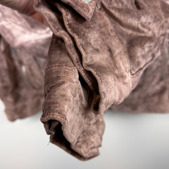 Free People Velvet Trucker Jacket size XS/S crushed velvet oversized mauve tan - Picture 7 of 14